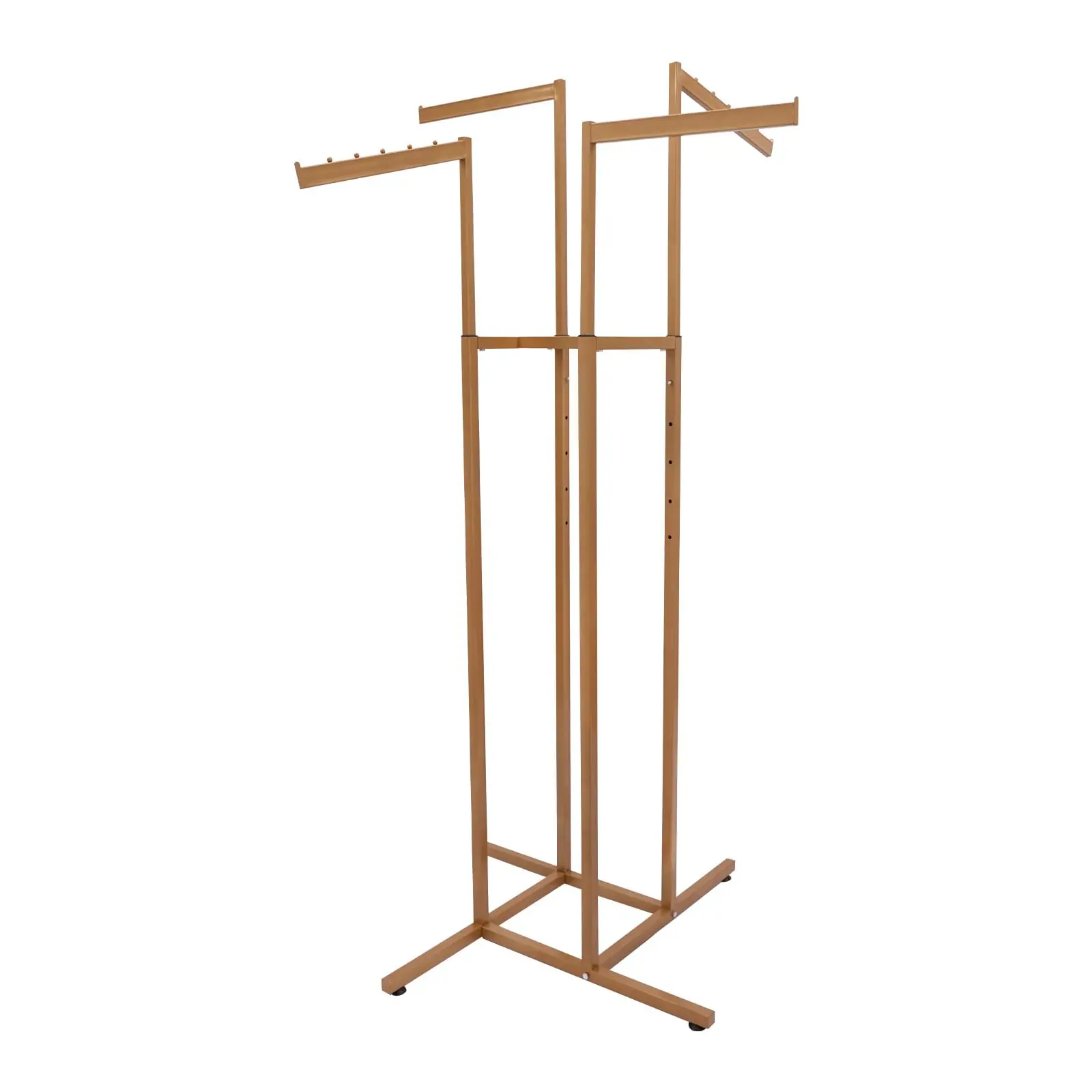 Appendiabiti - Appendiabiti regolabile a 4 vie per carichi pesanti con braccioli inclinati, espositore per appendiabiti al dettaglio con 2 bracci dritti a