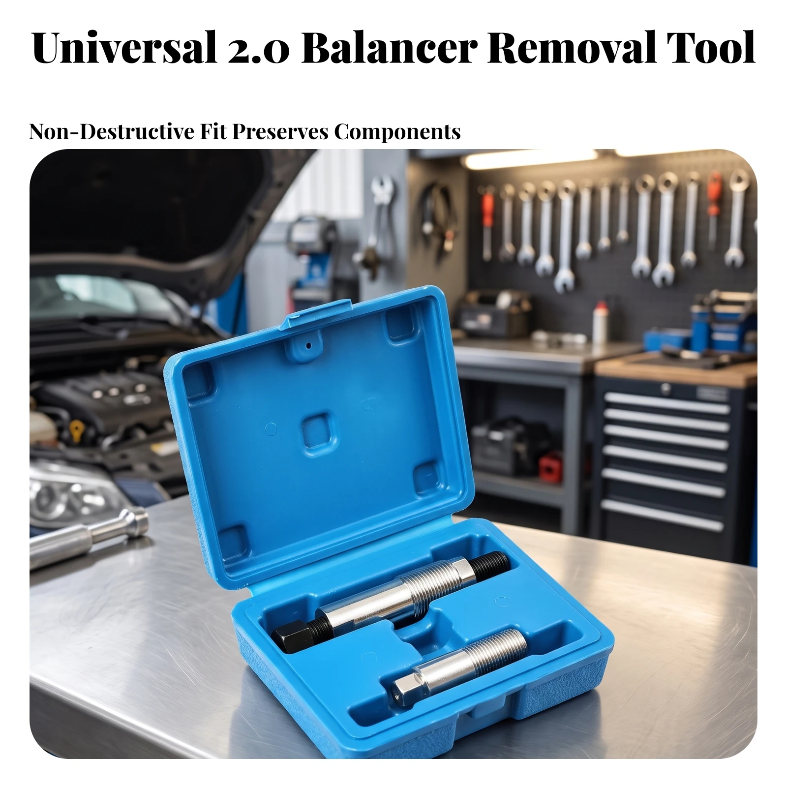 Crankshaft Pulley Removal Tool Alloy Steel Crankshaft Pulley Puller with Case Long-Lasting Reliable for Mechanics