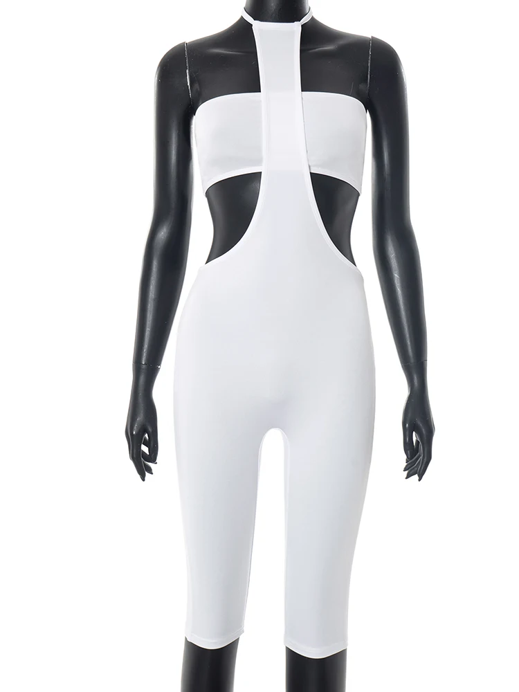 

Whatiwear Sexy Style 2 Piece Set Women Solid Tube Tops+Halter Backless Skinny Peach Hip Playsuits Hottie Street Fashion Suits