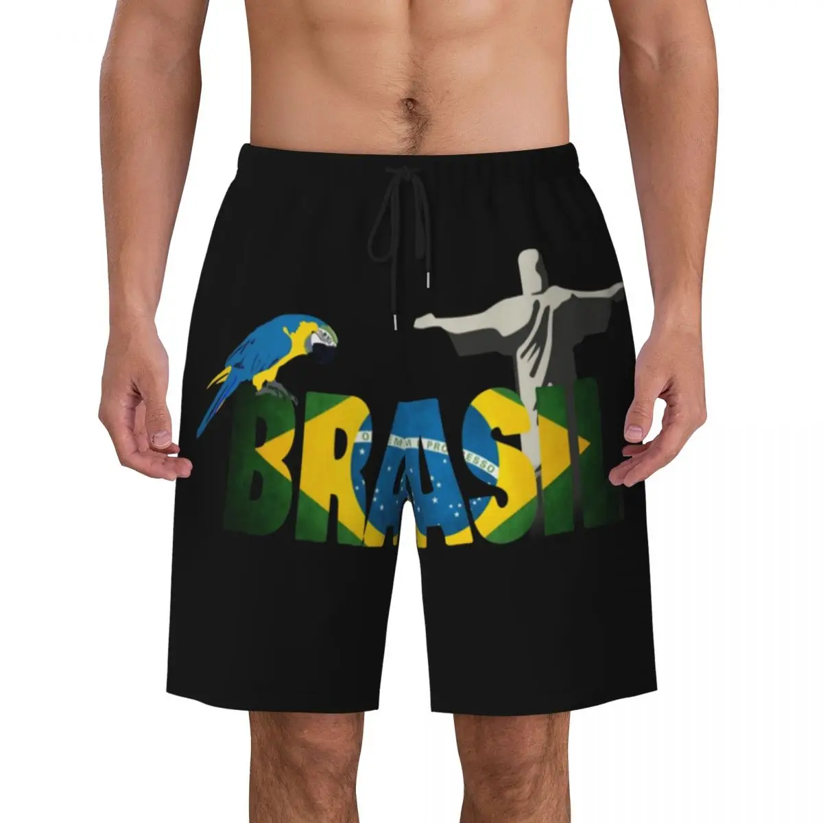 

Flag Of Brazil Board Shorts Mens Fashion Beach Shorts Briefs Quick Dry Swimming Trunks