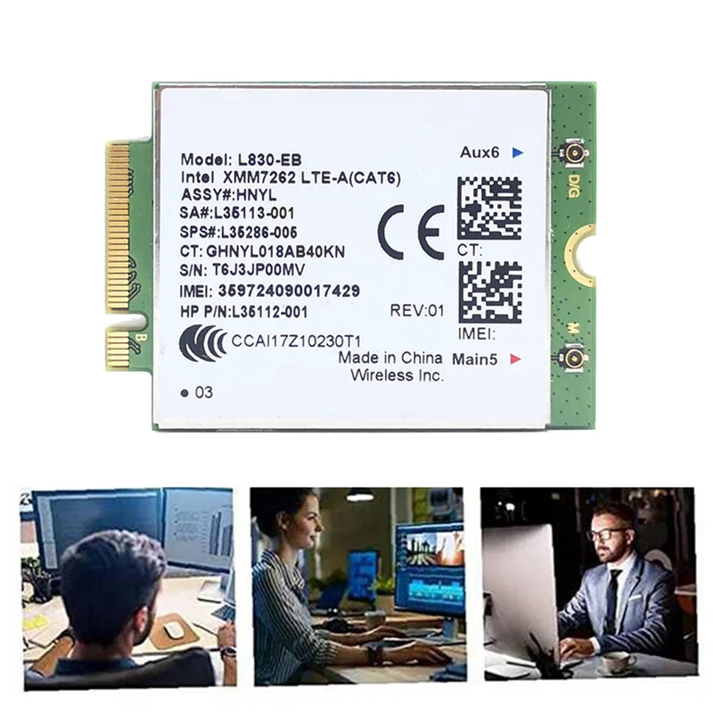 ABQR L830-WIFI-Karte + 2XAntenne 4G LTE L830 L35286-005 LTE-Modul Cat6 300 Mbit/s für 640 650 G5 840 846 850 G6 X360 830