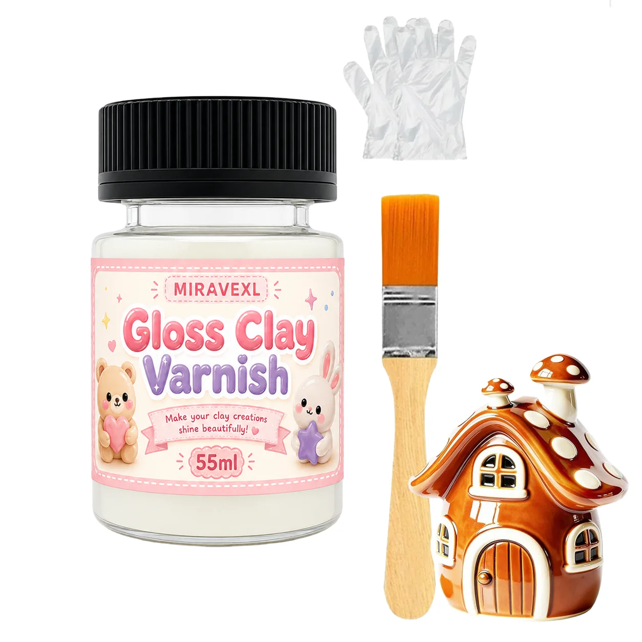 Gloss Clay Varnish  Suitable for a variety of materials, including clay plaster metal, wood,and ornaments.Abrasion-resistant.