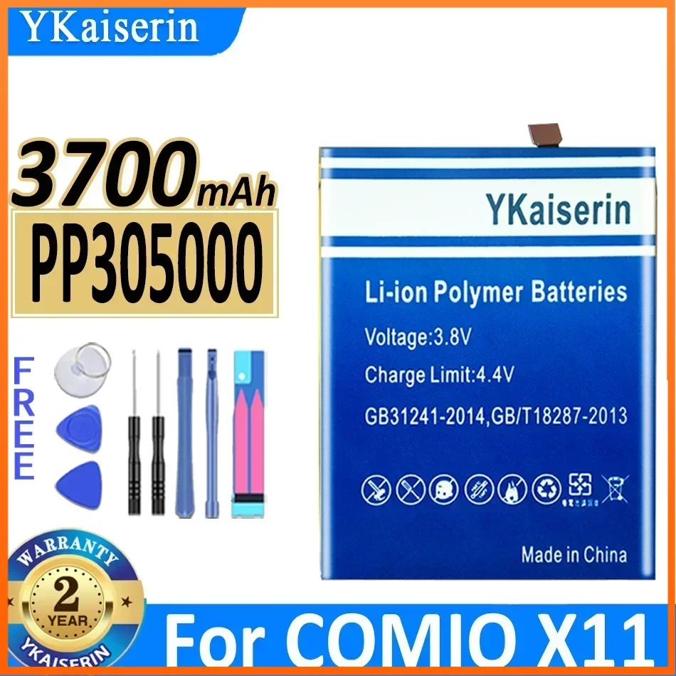 Аккумулятор ykaisсеребрин 3700 мАч PP305000 для сотового телефона COMIO X11 X 11, аккумуляторы для смартфонов, гарантия 2 года + трек-код