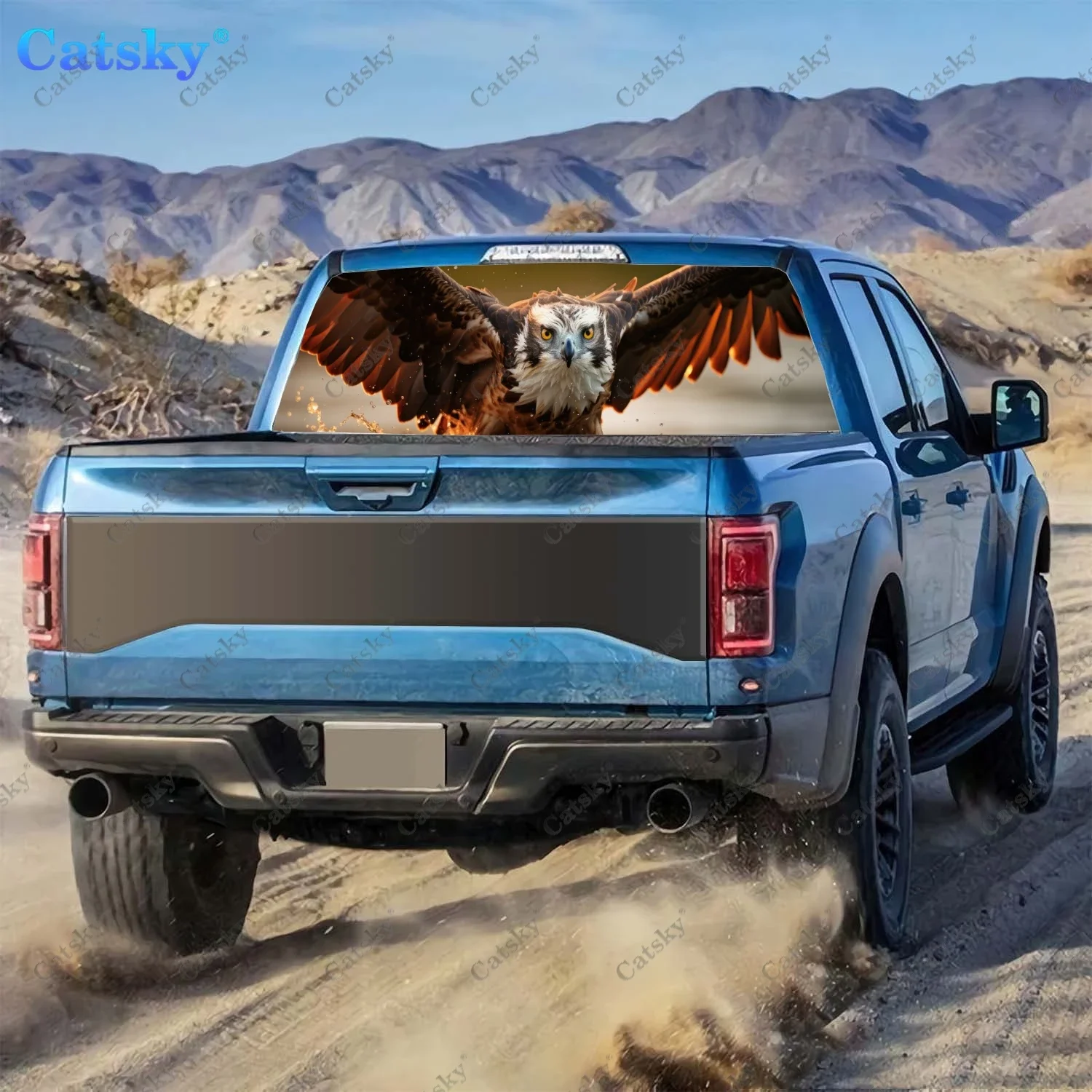 Amazing Osprey Animal Bird Rear Window Decal Fit Pickup,Truck,Car Universal See Through Perforated Back Window Vinyl Sticker