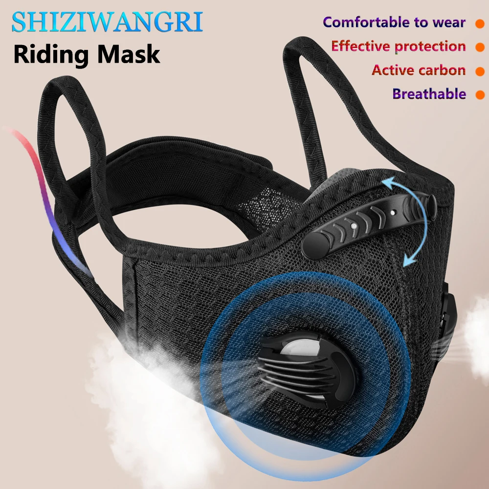 Cycling Face Mask Filter Dust Mask Sport Washable Reusable Summer Face Mask for Men Bandana Actived Carbon Filters Air Valve