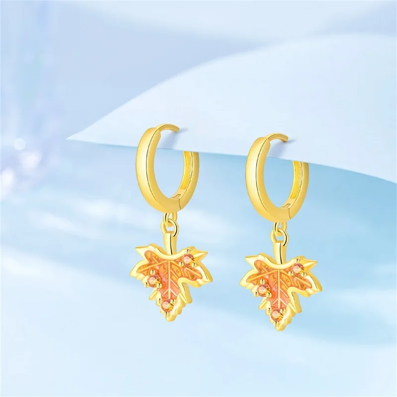 2026 New 925 Sterling Silver Earrings Autumn Maple Leaf Earrings For Women Exquisite Birthday Party Jewelry Gifts