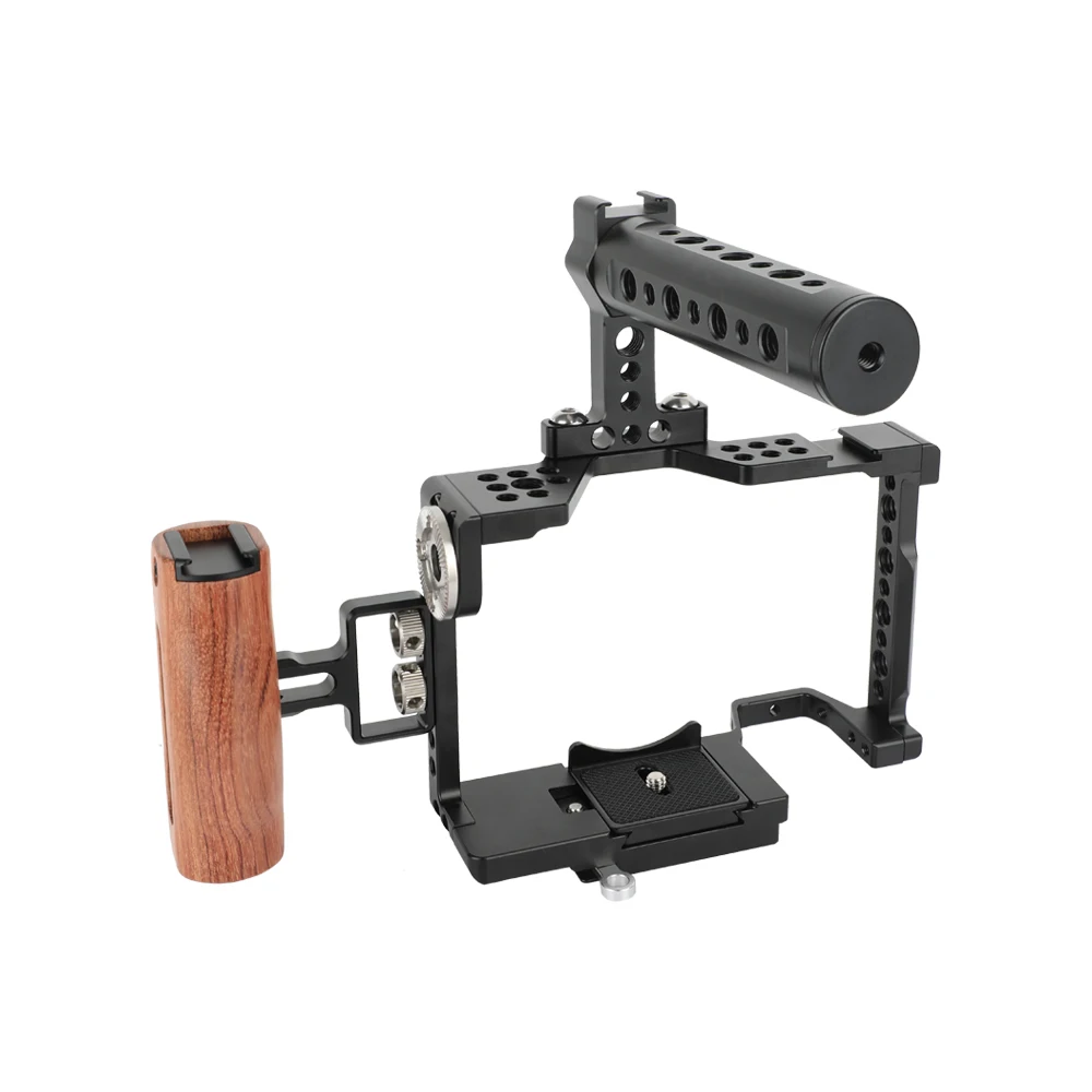 

HDRIG Camera Cage Kit for Sony with Top Handle & Quick Release & Wooden Handle & Cold Shoe Mount for Sony A7IV/ A7 III/ A7 II