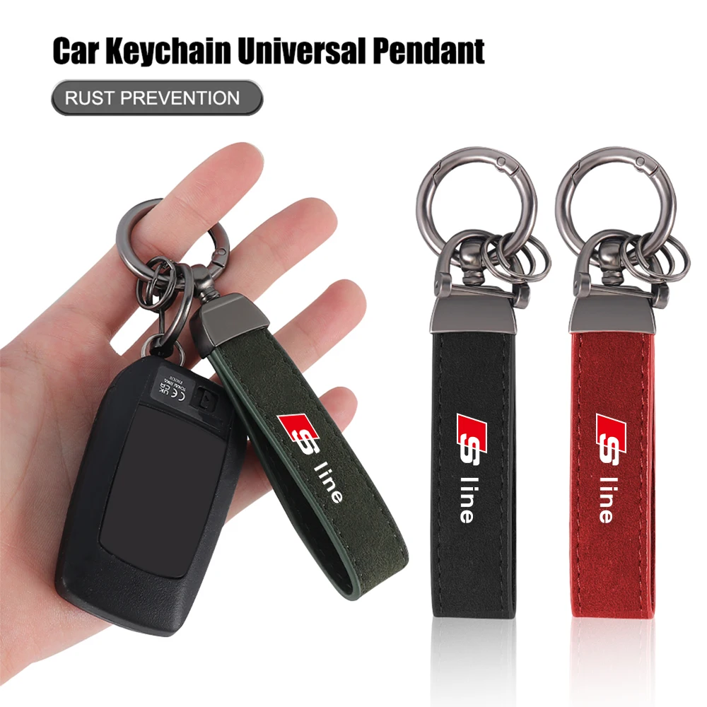 

Автомобильный замшевый кожаный брелок, металлический брелок, аксессуары для Audi Sline S3 S4 S5 S6 S7 RS Quattro Q7 Q5 Q3 A4 B8 8P A3 A6 C7 A5 A6L