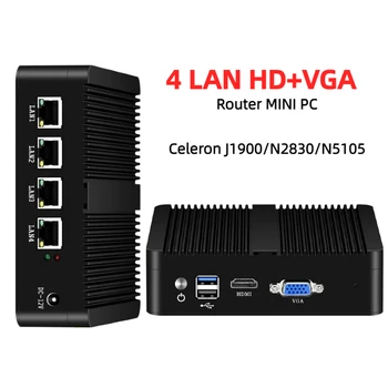 Tolibek fanless mini pc 4 lan celeron j1900 n2830 firewall roteador pfsense windows wifi industrial pc servidor de computador