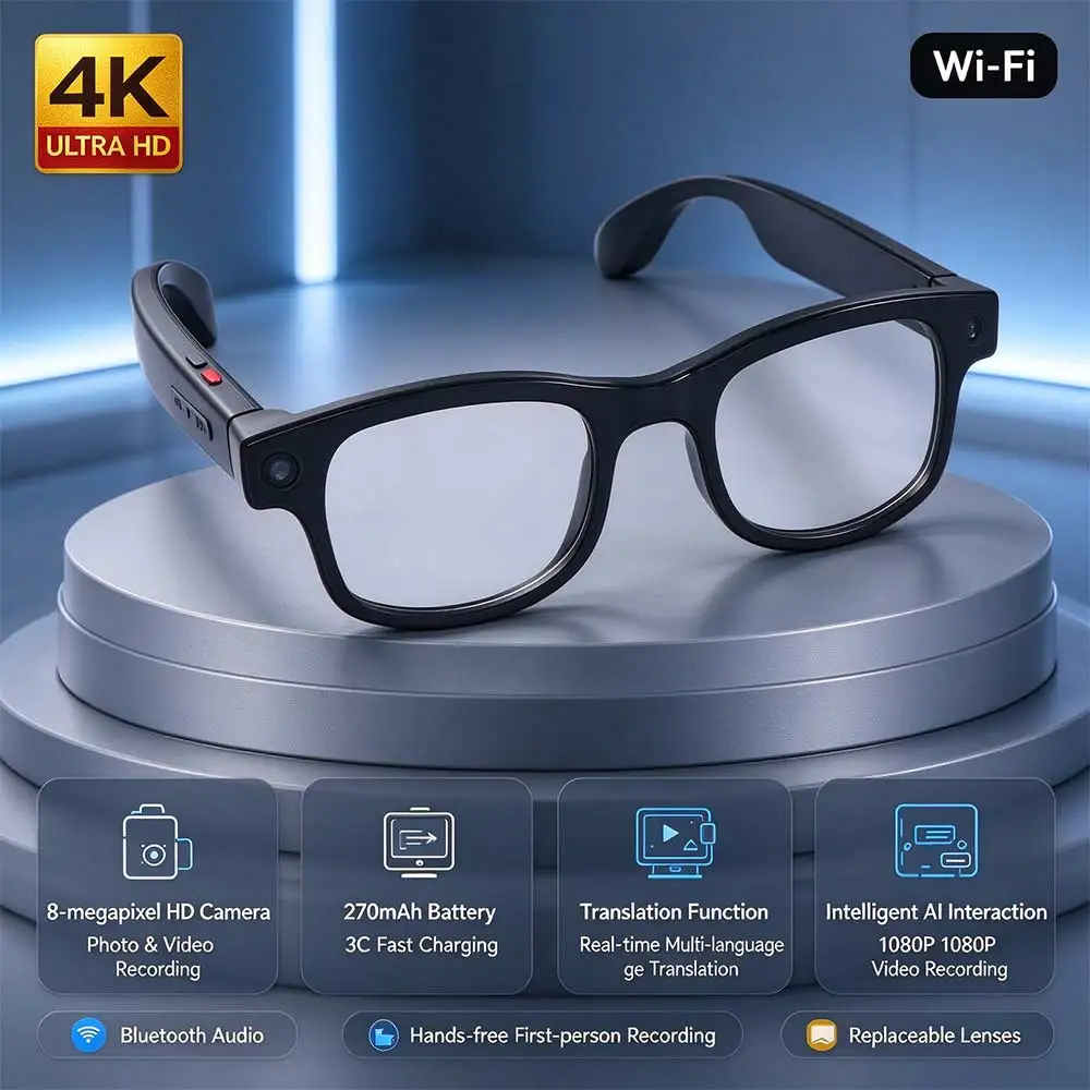 2 in 1 AI Smart Glasses Real-time Translation Anti-Blue Light Smart Video Glasses Call Translation Bluetooth Audio