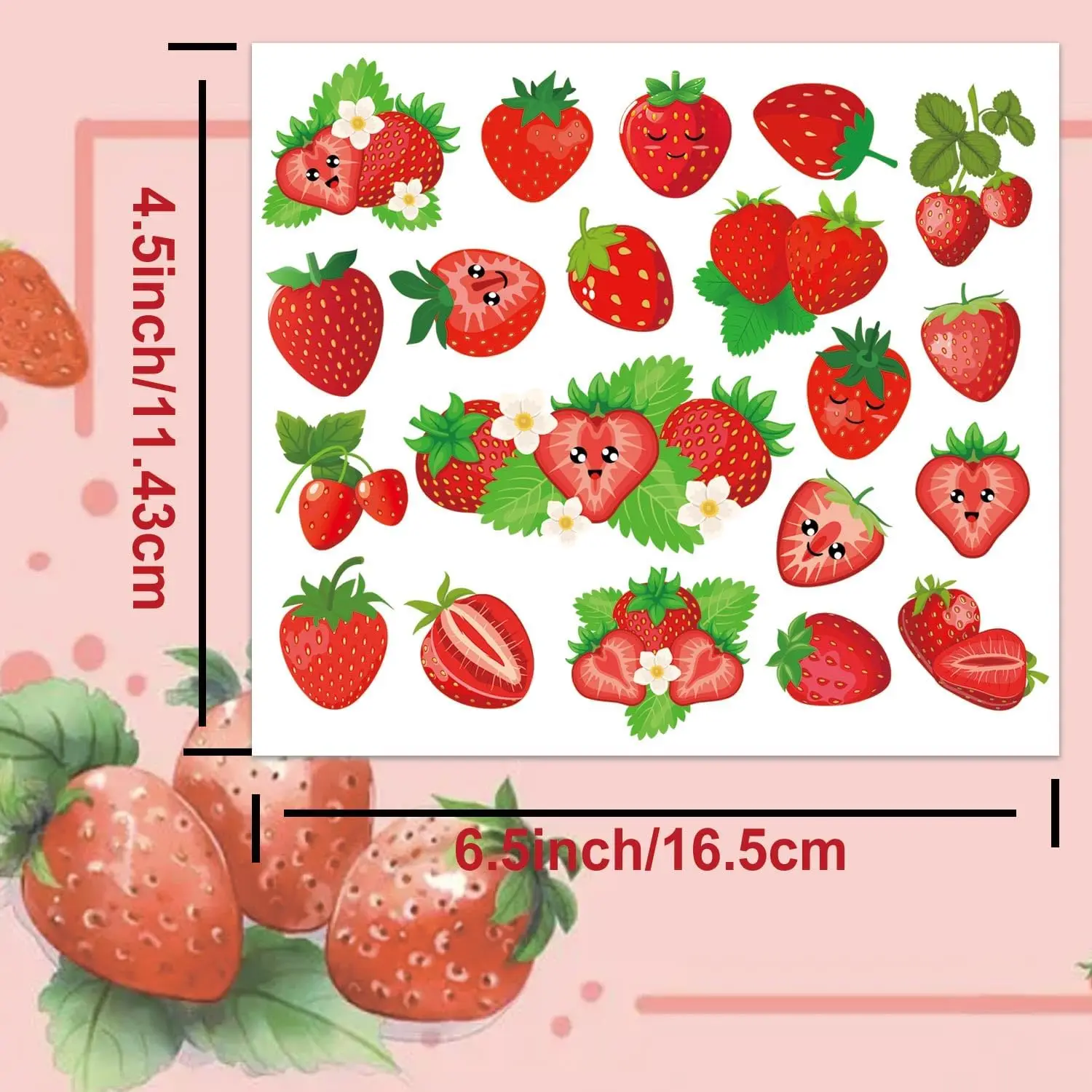 Rub On Transfers Stickers Strawberry Rub on Transfer Decals 2Pcs Fruit Rub on Transfers Berry Scrapbooking Stickers 4.5x6.5Inch