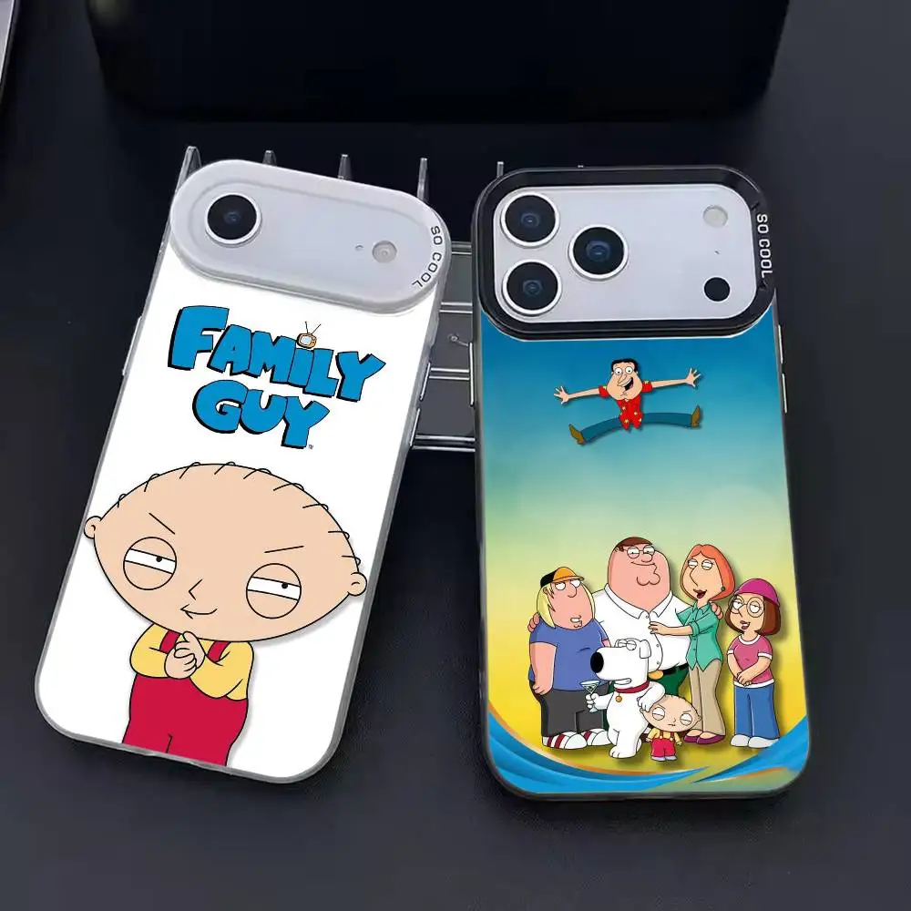 

Cartoon F-Family Funny Guy Phone Case For iPhone 17,16,15,14,13,12,11,Pro Max,Plus Candy Silver Cover