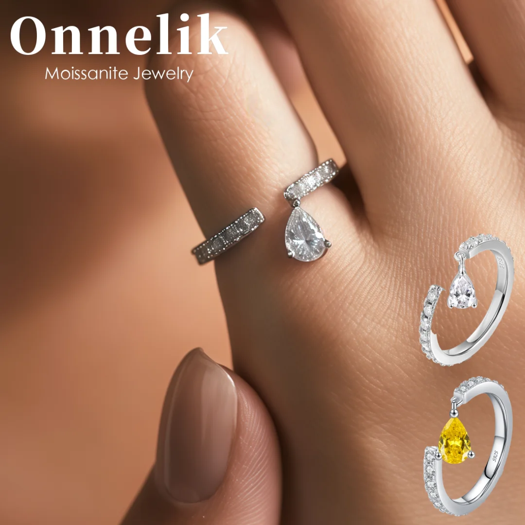 

Кольца Onnelik 4x6 мм с муассанитом 0,5 карата в форме капли для женщин, из стерлингового серебра S925, сверкающие, штабелируемые, изысканные, элегантные ювелирные украшения, подарки
