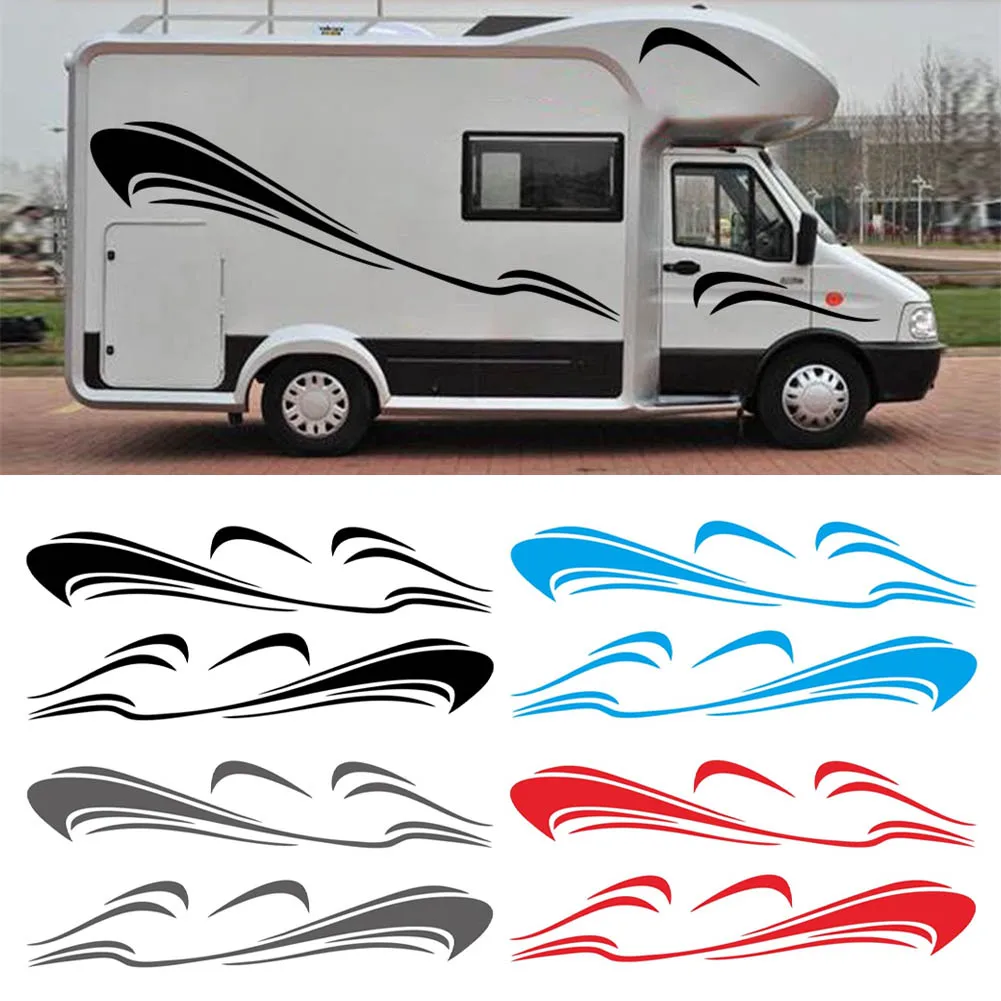 6Pcs RV Stripe Decoration Body Stickers Decals Door Panel Bumper Graphics Sticker Car Styling Vinyl Decals for Camper RV Trailer