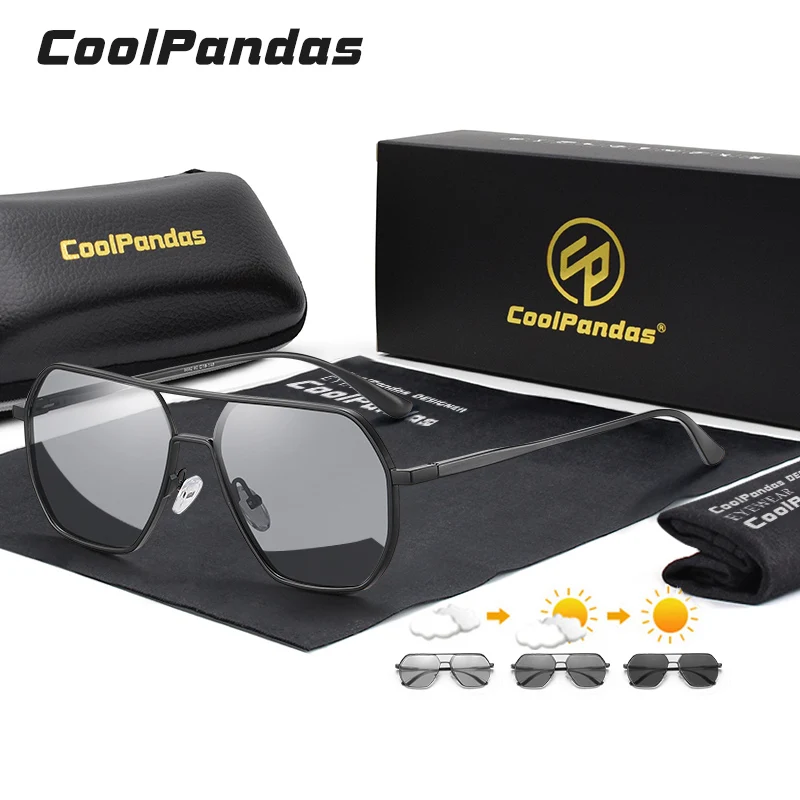 

New Trend Aluminum Polygon Sunglasses Polarized Man Fashion Pilot Photochromic Glasses Woman Chameleon Goggles zonnebril heren