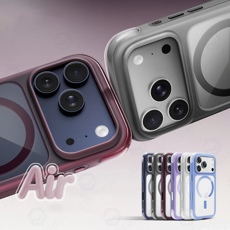 Magnetic Stand Rotating Bracket Crystal Transparent Case For iPhone 17 18 16 15 Pro Max 18p Airbag Shockproof Cover For Magsafe