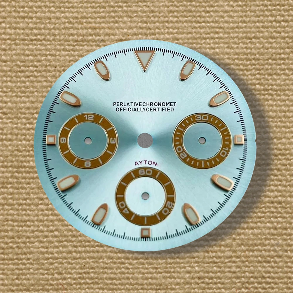 The highest quality 29.5mm S logo panda dial is suitable for VK63 movement green night light high-quality dial watch modificatio