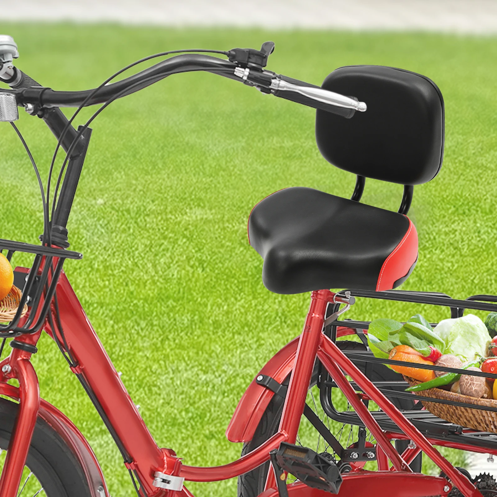 

Эргономичное сиденье для трехколесного велосипеда со спинкой, очень широкое седло с подушкой из пенопласта высокой плотности для тренировок и ежедневной езды для взрослых