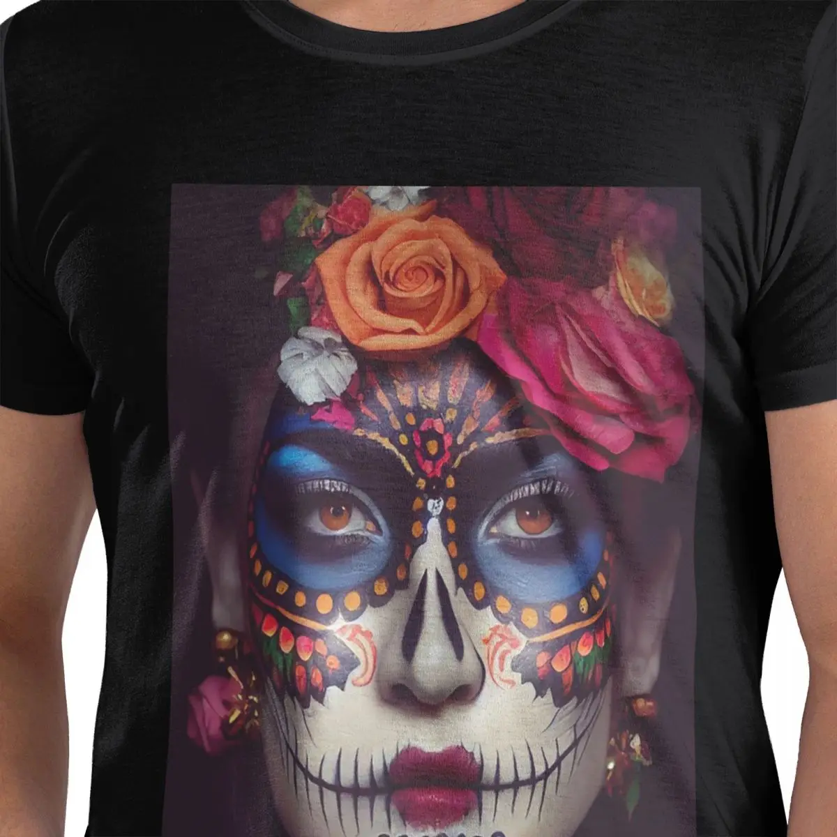 

Mexican Catrina Girl Day Of The Dead Sugar Skull 100% Cotton T-Shirt Men's Fashion T Shirts Men O-Neck Short Sleeve S-6XL
