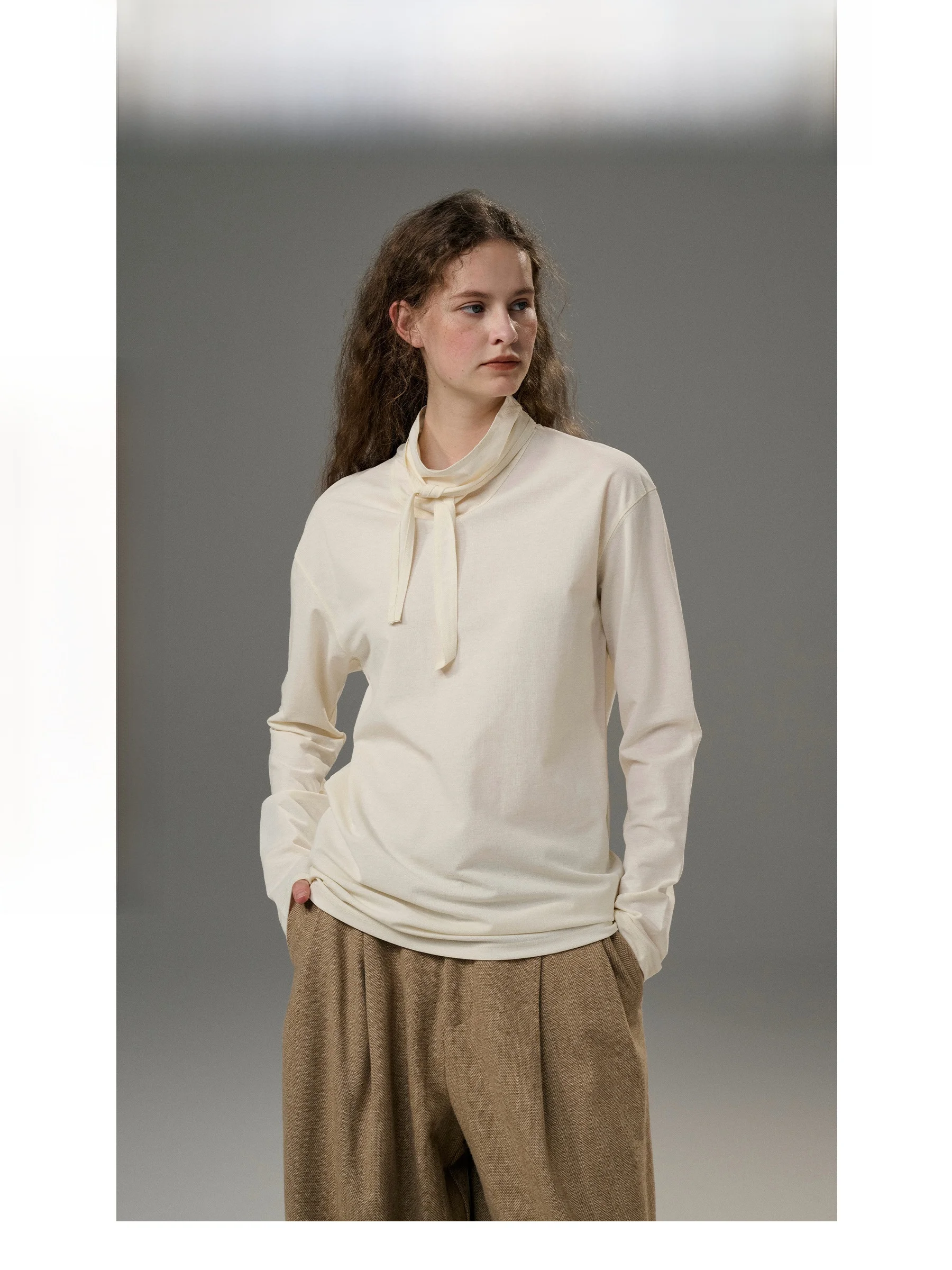 

UNID Ciwalk Casual Cotton Blend Wfle Texture Breathable Long Sve T-irt round Ne Lightweight Women's Faion