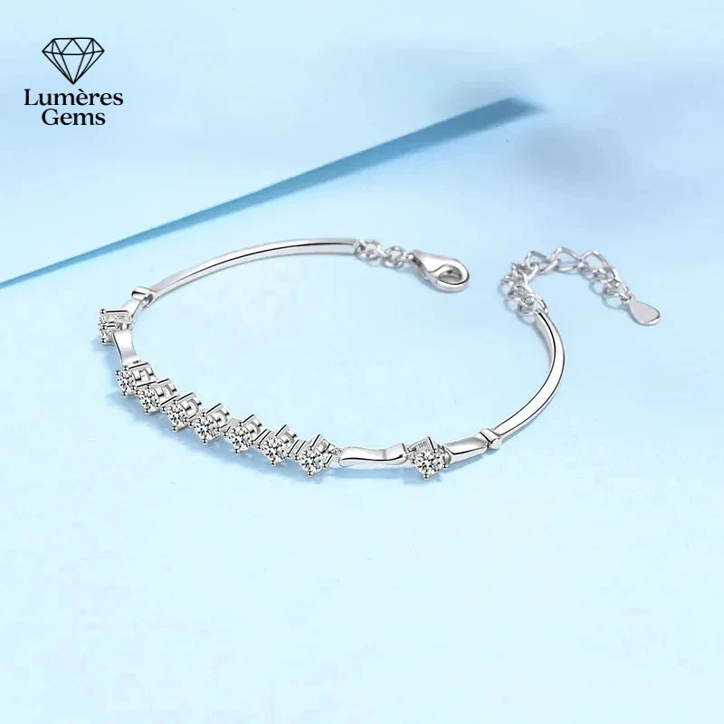 

High Quality PT950 Platinum Girls Luxury Fine Jewelry Gift Nine Star Dcolor Total 1.35 Carat Moissanite Bracelets For Women Lady