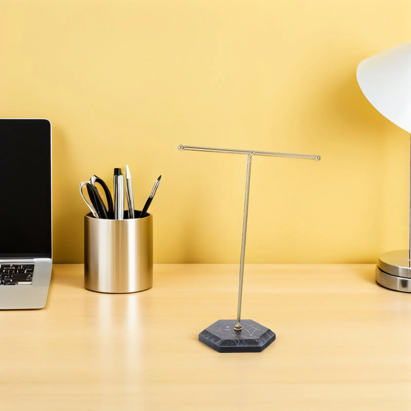 

Набор из 2-х органайзеров для украшений: Т-образная подставка для ожерелий и браслетов с мраморным основанием, для туалетного столика, для дома