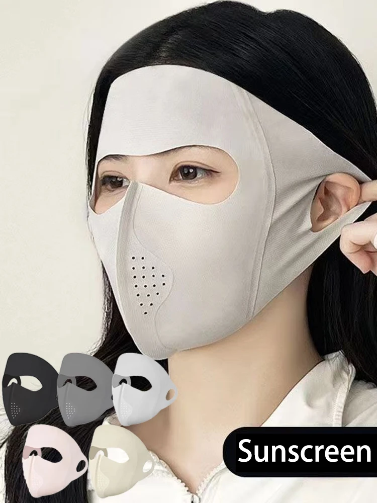 AliExpress NONE Men & Women's Cooling Ice Silk Riding Mask Veil Full Face Sun Protection Mask - For Beach, Running & Summer Outdoor Activities