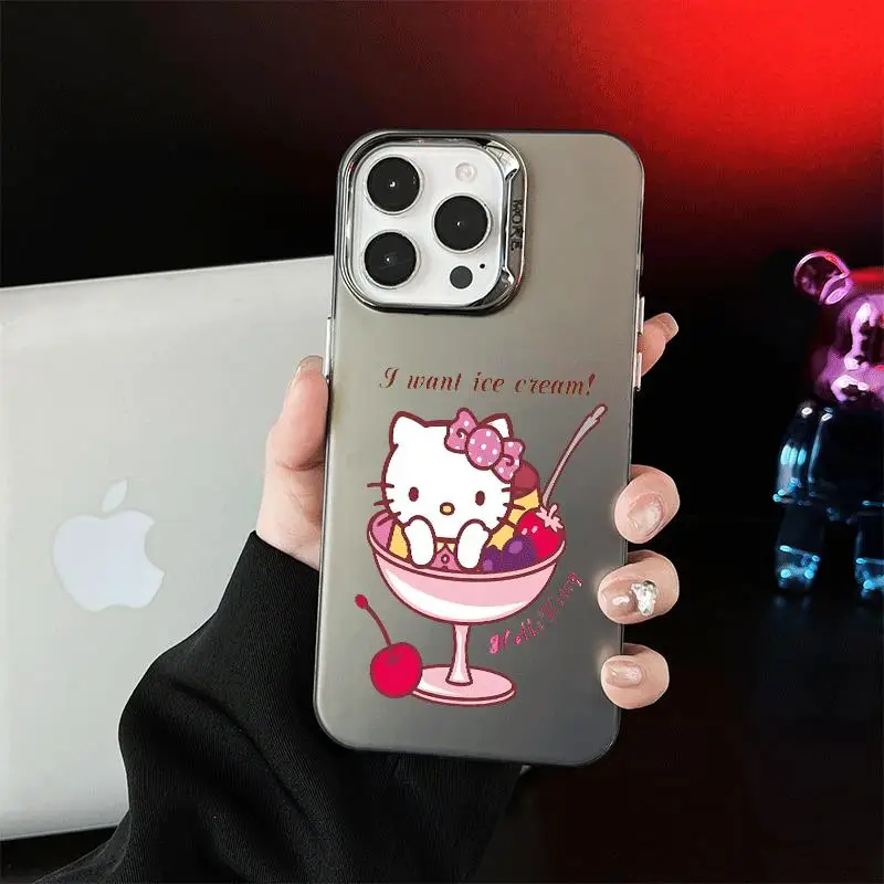 Cute Cartoon Sanrio Hello Kitty for Apple Iphone 16 15 14 13 12 11 XS XR X Pro Max Plus Soft Anti Fall Measures Slip White Case