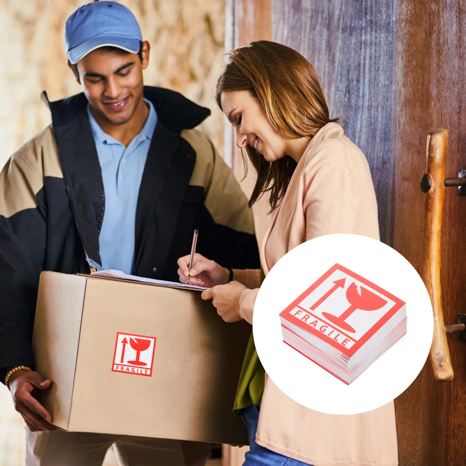 

1000 Pcs Copper Plate Labels Fragile Sticker Red Color Printable Moving Boxes Shipping Packing Warning Handle Care Decals Folder