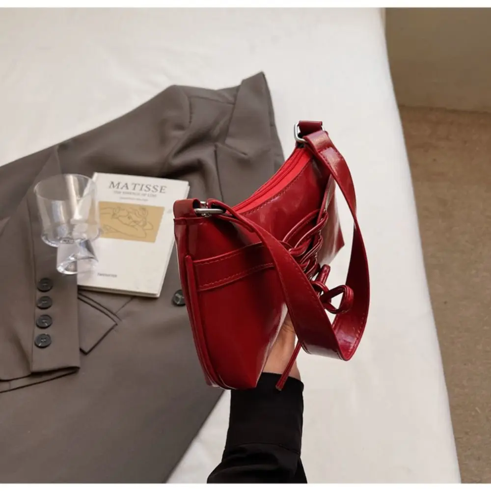 جديد ربطة القوس فيونكة حقيبة الكتف مصمم Y2k الإبط حقيبة بو الجلود الحلو المرأة حقيبة يد السيدات / الفتيات