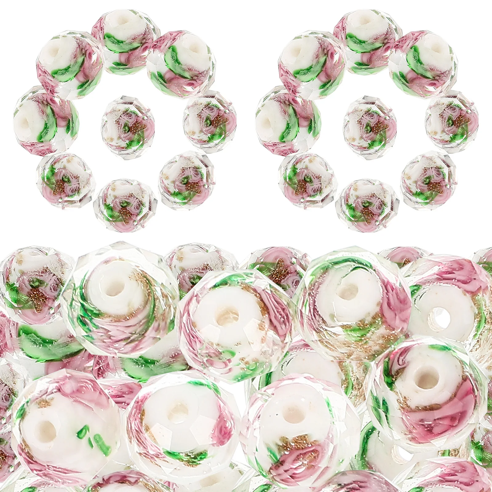 

40pcs Diy Flower Pattern Loose For Bracelet Jewelry Making Azure Stone Beads Crafts Handcraft Accessories Necklace Components