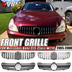 XVIP Front Chrome Black Diamonds Style Bumper Grille For Mercedes Benz CLS-Class W219 CLS350 CLS500 05-08 AMG Style Upper Grille