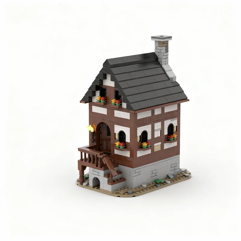 

768PCS MOC Street View Medieval Frame House Modular Model Custom Building Blocks Architecture DIY Assembly Display Gift Ideas