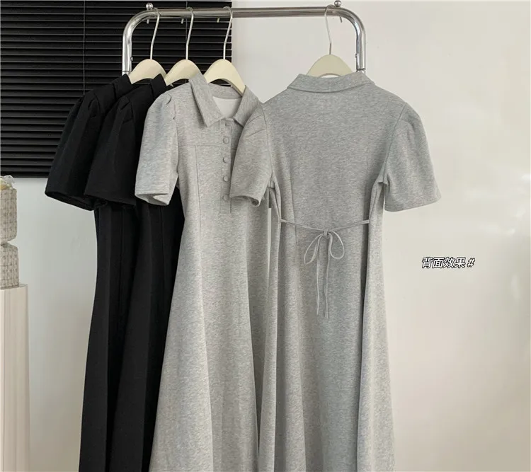 Frauen Mode lässig Polo T-Shirt Kleid 2023 Sommer Puff Kurzarm lose eine Linie Kleider Baumwolle High Street Vestido Robe