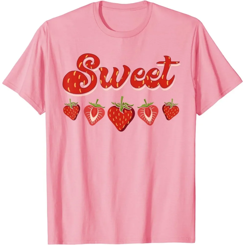 Summer Fruit Print T-shirt Sweet Strawberry Fruitist Cotton High Quality Women's Tops Strawberry Berry Fruit Lover Men's T-shirt