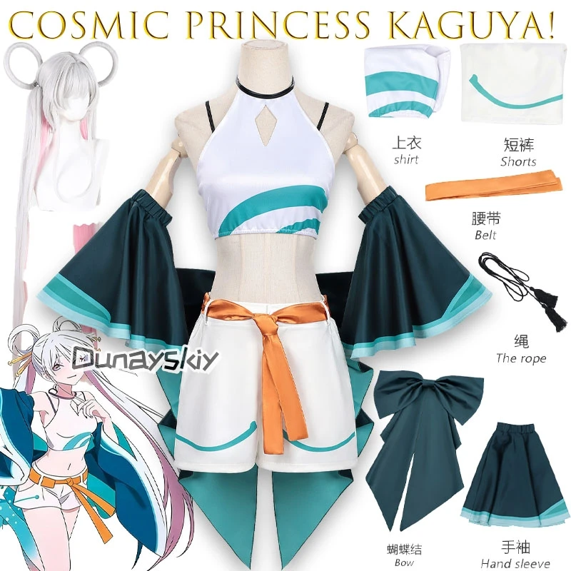 

Космическая принцесса Кагуя Яхиё Runami Chou Kaguya Hime, парик для косплея, 2 петли, длинные розовые, серые волосы для женщин и девочек, вечеринка на Хэллоуин