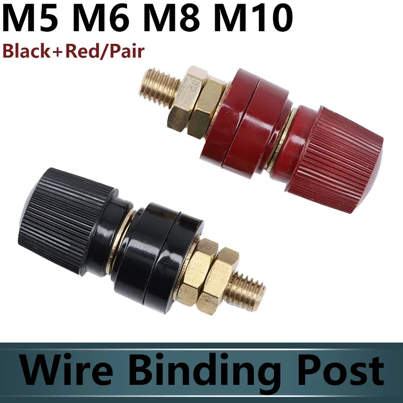 

Wire Binding Post Thread Screw Weld Inverter Clamp Power Supply Splice Connect Battery Terminal 1-25Set Black+Red M5 M6 M8 M10