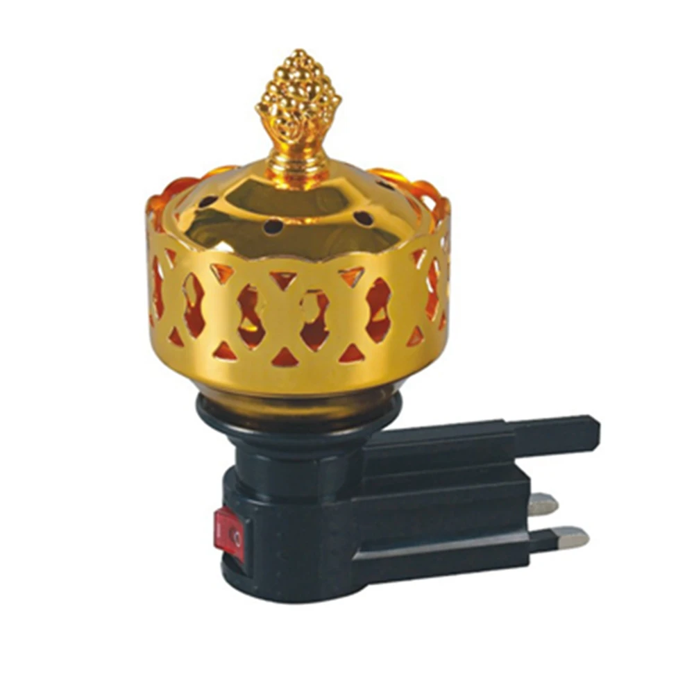 

Electric Incense Burner with Lid Middle Eastern Style Golden Iron Art Metallic Incense Burner with Lid