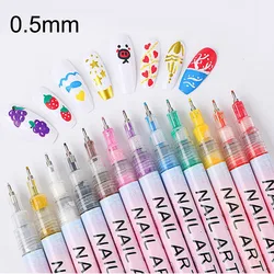 One Set Nail Art Drawing Graffiti Nail Polish Waterproof Painting Liner Pen DIY 3D Abstract Lines Flower Nail Manicure Tools