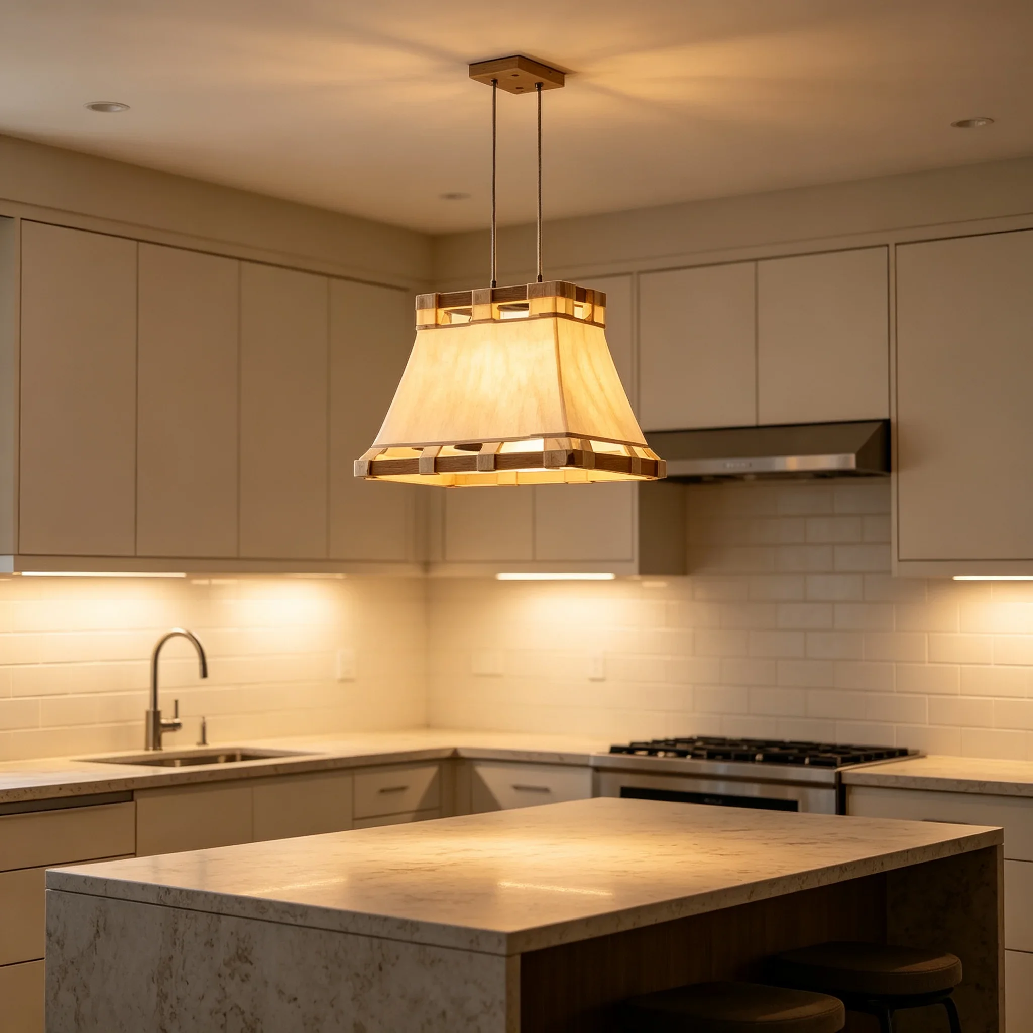 Retro Rectangular Fabric Pendant Light Dining Homestay Lighting Dining Table Bedroom Living Room Indoor Creative Hanging Lamp