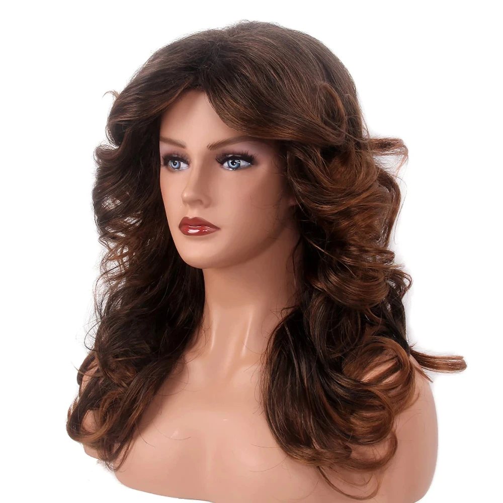 Synthetic Hair 70s Wig Farrah Fawcett Wig Vintage Wigs  for Women Vintage Cosplay Costume Disco Hair Wig Brown Wig