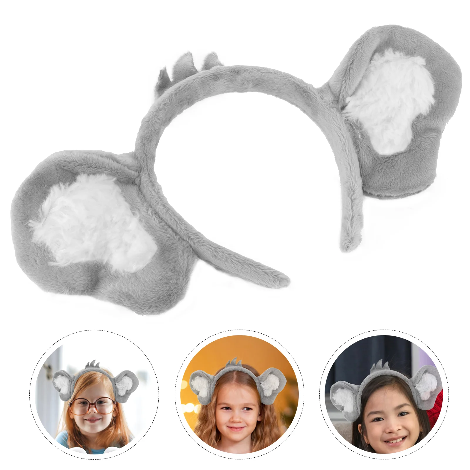 Koala Headband Hair Ear Hoop Headwear Prom Lovely Party Light Grey Masquerade Ears Hairband Women's