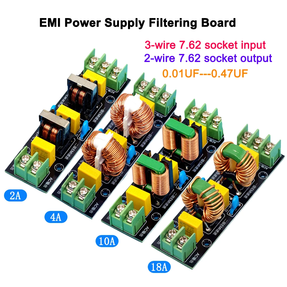 Power Supply Filtering Board Power Supply Filter EMI High Frequency Two-stage Power Low-pass Filter Board 2A-18A DIY Audio