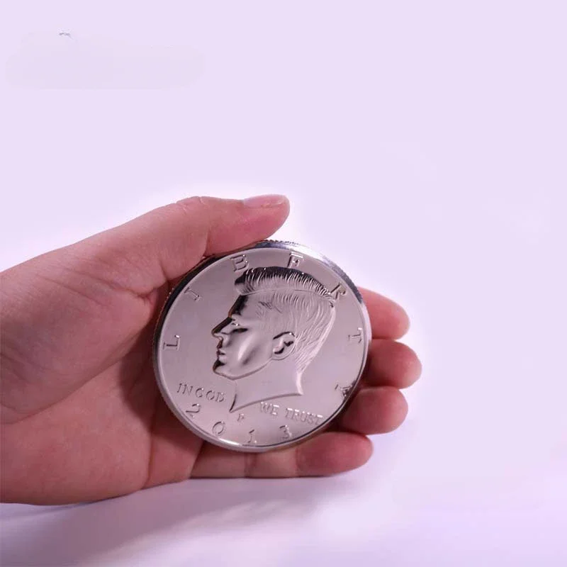 Moneda Jumbo de 3 pulgadas, medio dólar, trucos de Magia, moneda que desaparece, Magia, accesorios de primer plano, accesorios de ilusión, trucos, copia de moneda