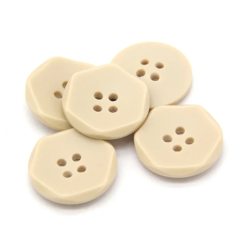 15mm 20mm Resin Beige Hexagonal Suit Coat Buttons For Clothing Windbreaker Decorative Handmade DIY Sewing Accessories Wholesale