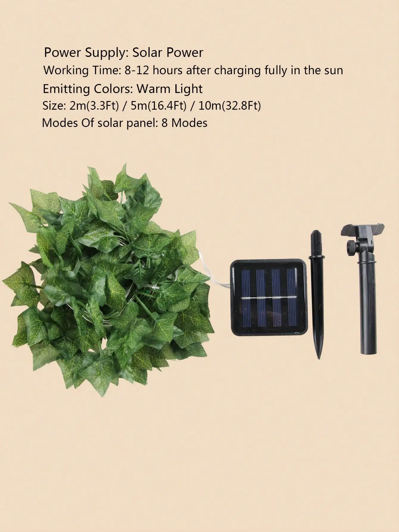 1PC Solar LED Blumen & Blatt Efeu Lichter, Rattan Girlande Fee String, Garten Hochzeit Outdoor Dekor