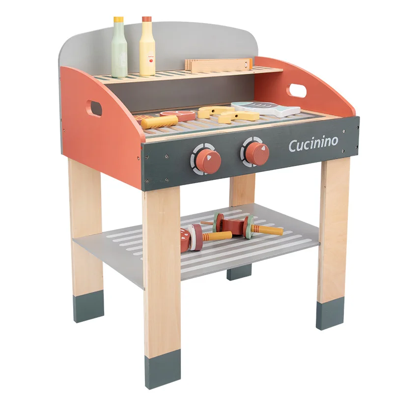 

Children's Wooden Simulation Barbecue Rack Barbecue Stand Boys And Girls Home Food Cognitive Set Toys