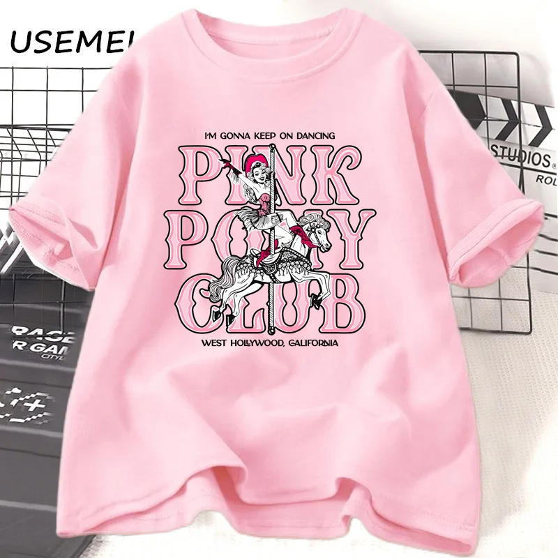 Roze Pony Club T-Shirt Midwest Prinses Country Muziek T-Shirt Vrouwen Katoen Vintage Korte Mouw Tshirt Vrouwelijke Kleding T-Shirts