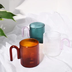 Heat Resistance Glass Mug with Multi-color Handle, Drinkware, Heat Resistant, Milk, Tea, Office Cups, Gift, Decor