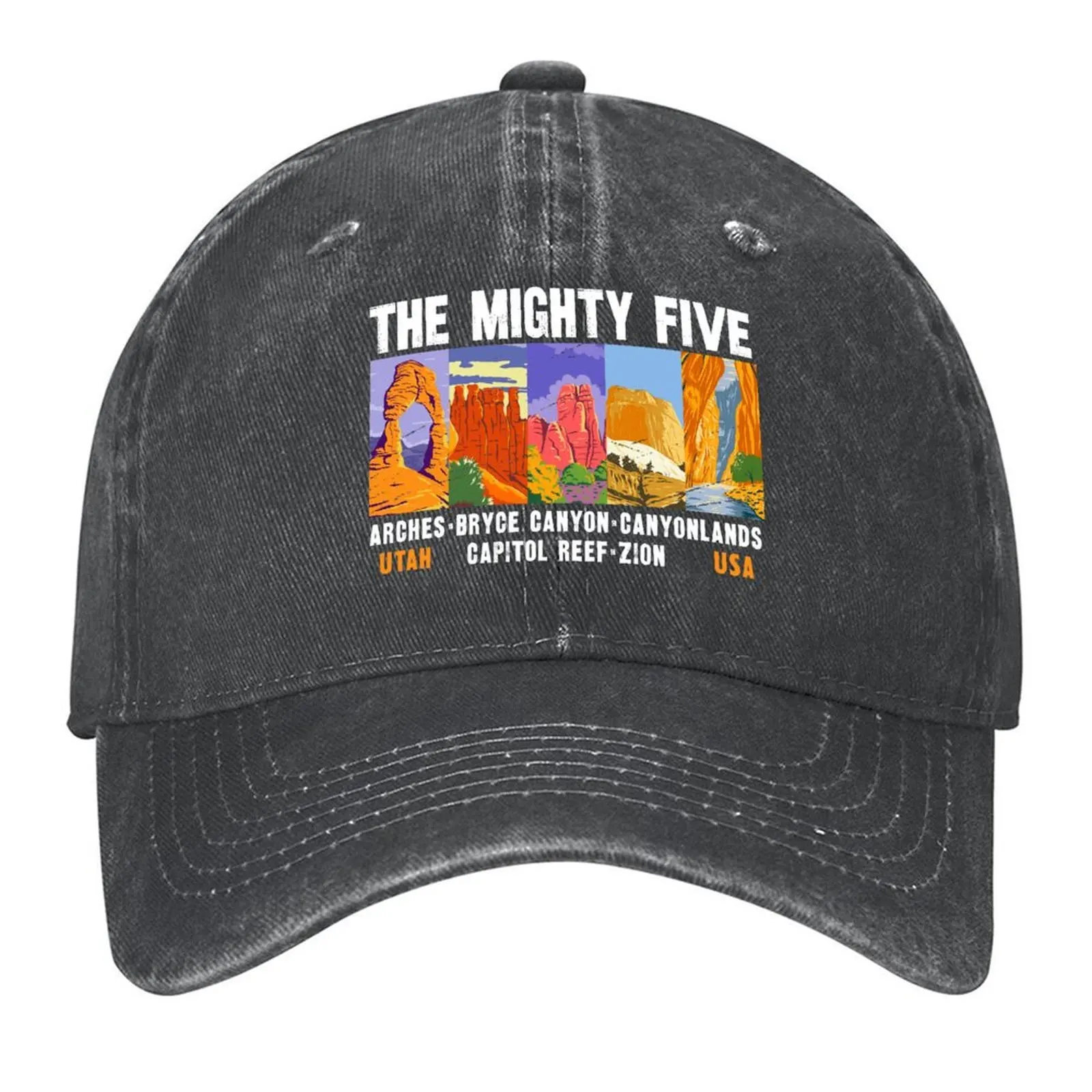 

Mighty Five Utah National Parks List Vintage Baseball Cap sun hat Luxury Brand Snap Back Hat Designer Hat Man Women's